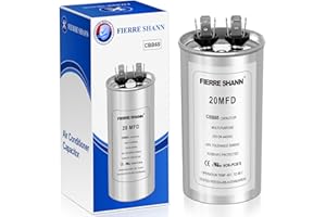 FIERRE SHANN 20 uF/MFD Capacitor for AC, 370 or 440 VAC CBB65 Dual Run Round Capacitors for AC Motor Run, Fan Start, Condenser Straight Cool, Heat Pump, Air Conditioner, and Pool Pump