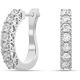 Charmsy 925 Sterling Silver Hoop Earrings for Women | Studded Cubic Zirconia Huggie Hoop Earrings | CZ Studded Hoops Jewelry Gift for Her