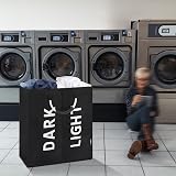 DOKEHOM 80L Large Collapsible Laundry Basket Two Sections Black view 8