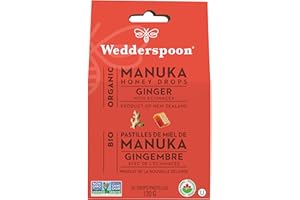 Wedderspoon Organic Manuka Honey Drops, Ginger & Echinacea, 20 Count (Pack of 1) | Genuine New Zealand Honey | Perfect Remedy
