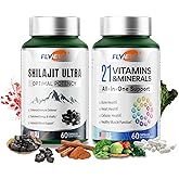Flynew Shilajit for Men Women, Shilajit for Extra Power, Stamina & Immune Support, Multivitamin for Women Men, Womens Multivitamin for Bone, Skin & Immune Health Support, 60 Capsules Per Bottle