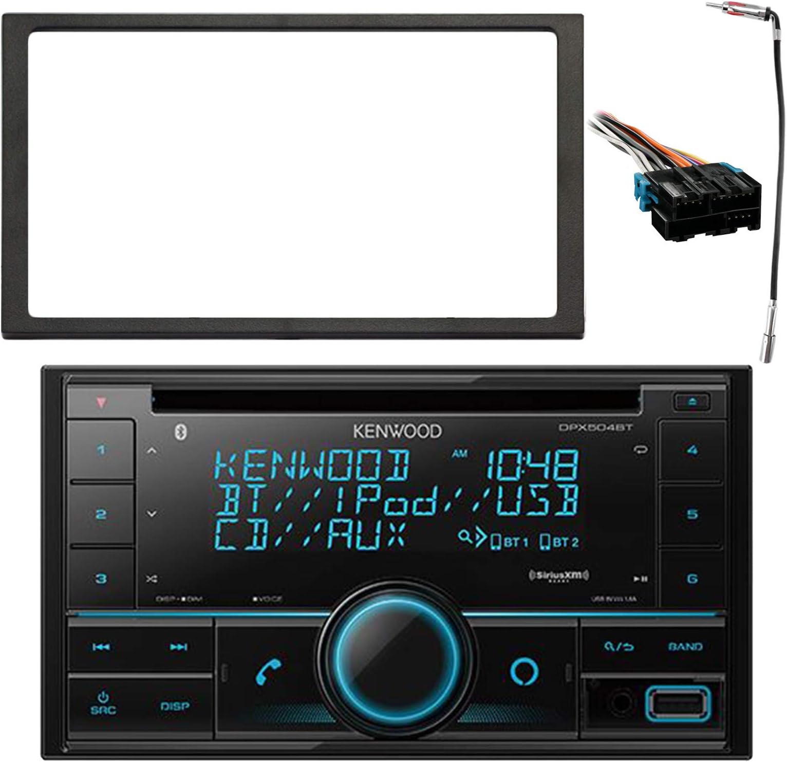 Kenwood 2-DIN Bluetooth CD AM/FM USB Car Audio Receiver Bundle Combo with Enrock Double DIN Install Dash Kit, Radio Wiring Harness, Enrock Antenna Adapter (Fits Select 1994-2005 Vehicles)