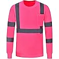 A-SAFETY Safety Shirt,High Visibility Work T Shirt Long Short Sleeve Class 3 (XS-6XL)