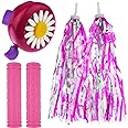 Kasteco 2 Pack Bicycle Bike Handlebar Scooter Streamers,1 Pack Bicycle Bell and Bicycle Handle Bar Grips