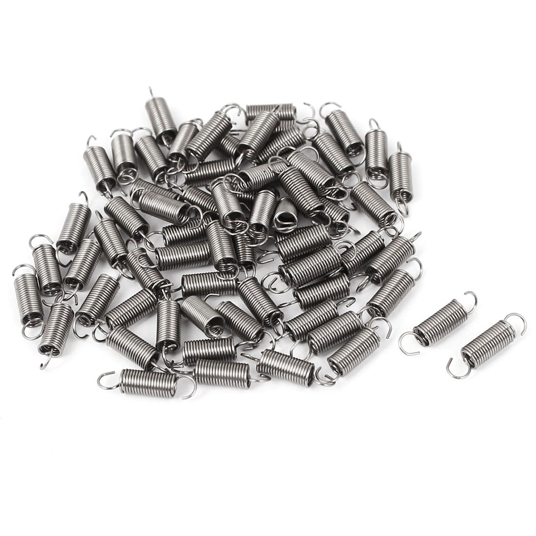 sourcing map 0.4mmx3x12mm 304 Stainless Steel Dual Hook Small Tension Spring 66pcs