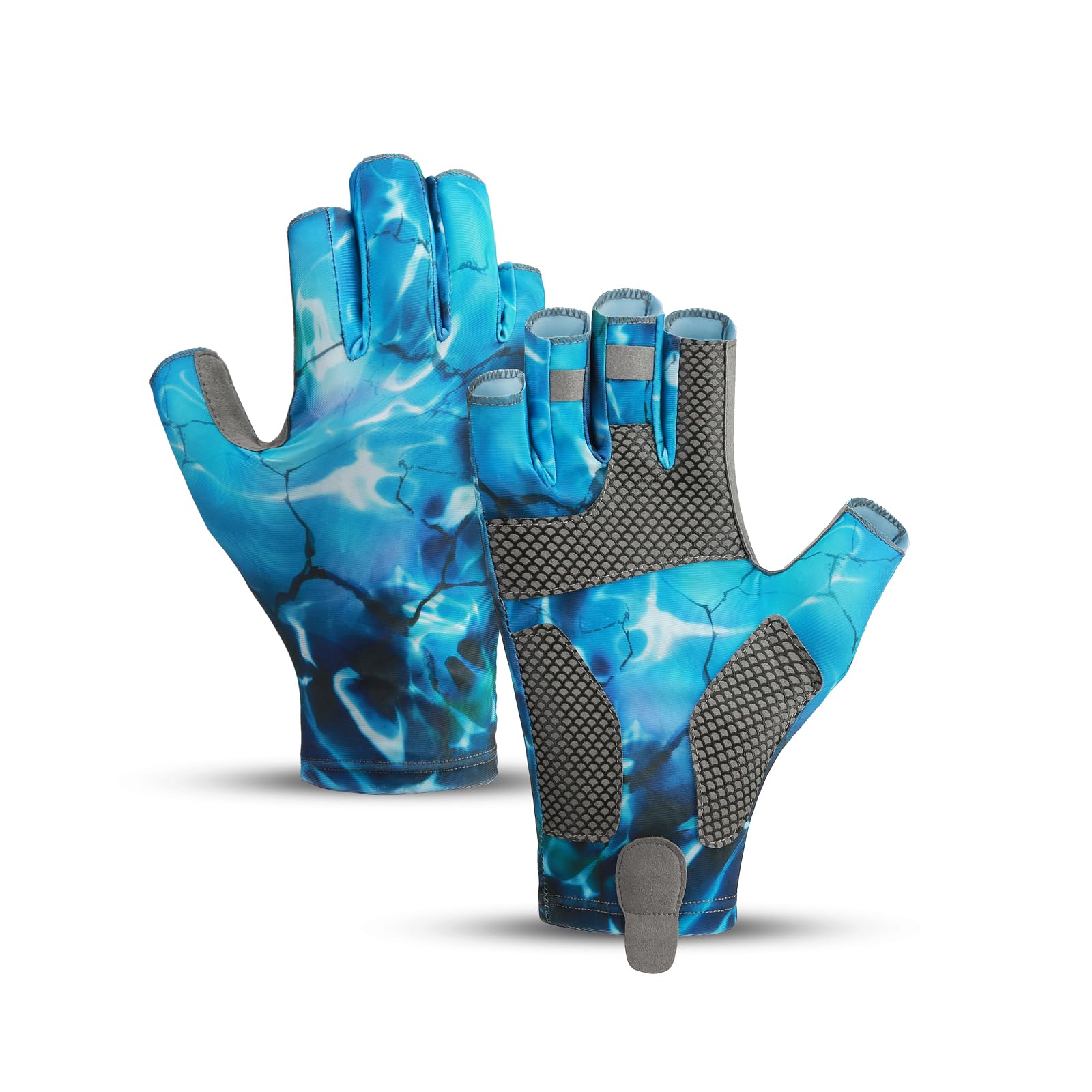 Photo 1 of SUJAYU Fishing Gloves - Men & Women's UV Protection Sailing & Kayak Gloves, Blue, Large