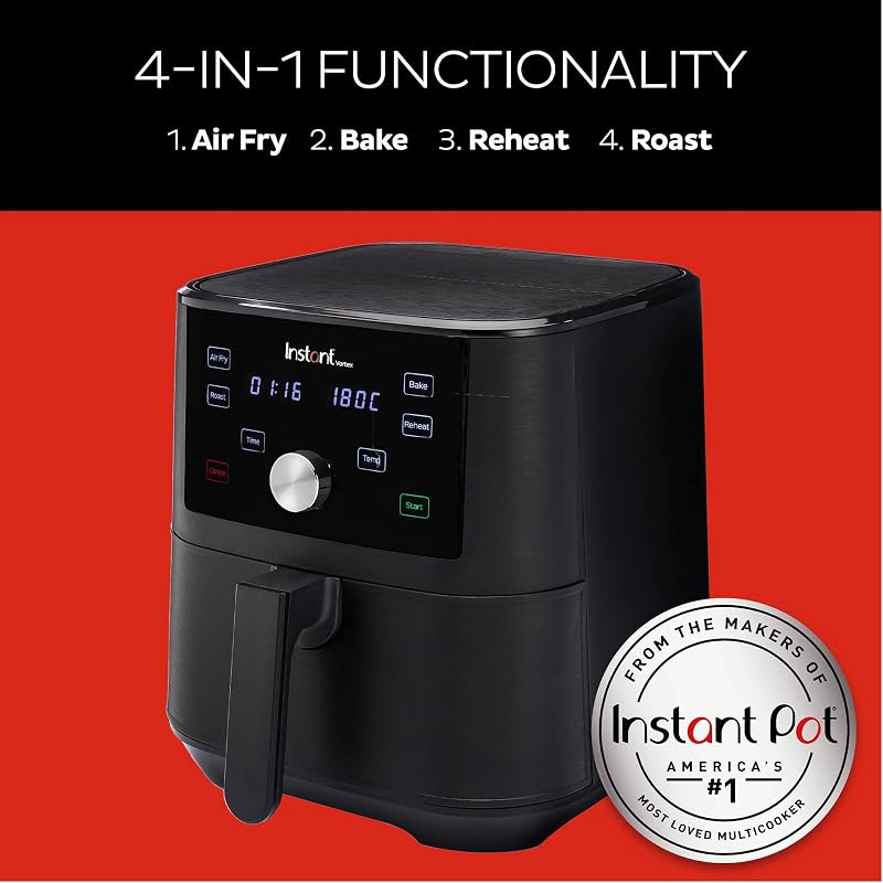 Vortex 4 en 1 Freidora de Aire Digital Antiadherente con Temporizador y Función de Horno y Calentador, 1.700 W – 5,7 L