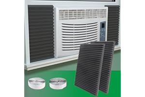 SZZSAF Window Air Conditioner Side Insulated Panel, 2PIC Full Surround Insulation Panels Window Seal Kit, WinterSummer Winter Heat and Draft Insulating,Insulation Foam Material (BLACK)