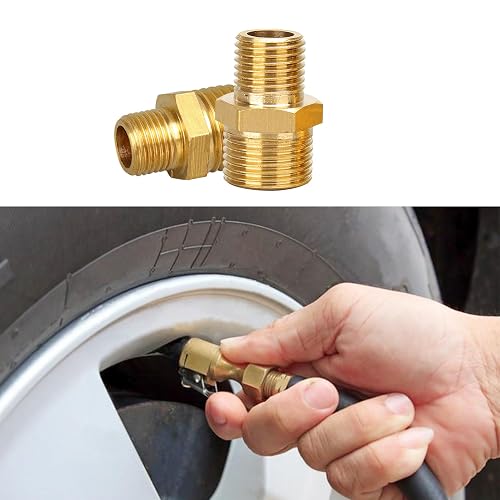 HEVLE 2PCS Brass Air Inflator Adapter, Tire Inflator Adapter, 1/4 NPT ...