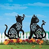 Hokfirm Cat Garden Decor,Metal Cat Decorative Garden Stakes for Outside,Patio,Outdoor,Charming Set of 2 Cats Yard Decor