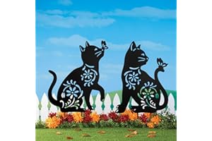 Hokfirm Cat Garden Decor,Metal Cat Decorative Garden Stakes for Outside,Patio,Outdoor,Charming Set of 2 Cats Yard Decor