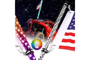 NR NIRIDER Nirider 3ft LED Whip Lights with Flag Pole Remote Control Spiral RGB Chase Light Offroad Warning Lighted Antenna LED Whips for UTV, ATV, SXS, RZR, Can-am, Golf Cart, Truck, Sand, Buggy Dune