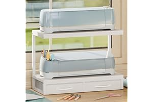 VENNQD Stand Compatible with Cricut Maker and Cricut Explore Air Series Stand Legs for 2 Cricut Machines Fully Open 2 Tier Desktop Craft Accessories Storage Organizer (White)