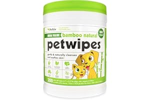 Petkin Mega PetWipes, 200 Wipes - Bamboo Pet Wipes for Dogs and Cats - for Face, Paws, Ears, Body and Eye Area - Super Convenient Dog Cleaning Wipes, Ideal for Home or Travel - Easy to Use