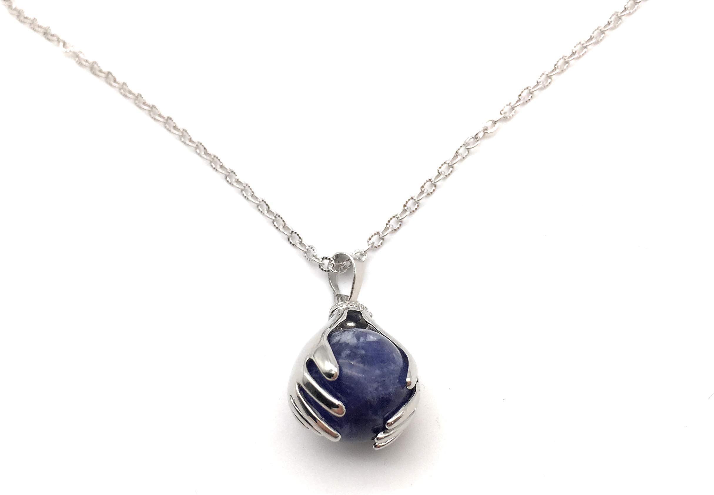xinpeng Healing Gemstone Necklace Crystal Ball Pendant Necklace with 18 inch Chain Jewelry Gift for Man Women