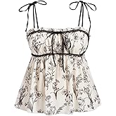 Verdusa Women's Babydoll Tops Peplum Tie Shoulder Sleeveless Summer Cami Going Out Top