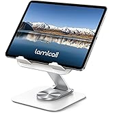 Lamicall Adjustable iPad Stand for Desk, Ultra-Slim Foldable, 360&deg; Rotation | [Foldable Ultra-Slim][ 360&deg;Rotation Base] Heavy-Duty Tablet Holder Stand for 4.7-13" iPad Pro Air Mini E-Reader Kindle Tabs