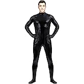 Aniler Men's and Women's Shiny Metallic Unitard Zentai Zipper Stretchy Costume Bodysuit