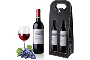 Double Bottle Wine Tote Bag, Reusable Leather Crocodile Grain Wine Gift Bag for Picnic, Travel, Party, Birthday, Wedding, Res