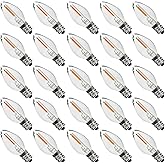 Austin Coast 25PACK LED Night Light Bulbs, C7 Candelabra LED Light Bulbs, E12 Chandelier Base, 0.6W Equivalent to 7W, Warm White 2200K, 50LM, Shatterproof & Waterproof Clear ‎Plastic