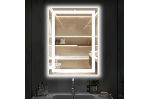 DUMOS 28"x 21" LED Bathroom Mirror with Lights, Dimmable Anti-Fog Front Lit Backlit Lighted Wall Mounted Rectangle for Vanity Makeup Memory Function Tempered Glass Shatter-Proof Horizontal&Vertically