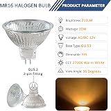 Caldarax 8 Pack MR16 Halogen Bulbs 12V GU5.3 20W Dimmable 2700K 210LM view 3