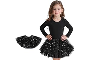 Zando Sparkle Tutu for Toddler Girls Kids 3 Layers 2-8 Years Halloween Princess Birthday Elastic Puffy Tulle Dance Skirt
