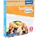 WRAPOK Seafood Boil Bags 5 Pack Large Cooking Bag Seasoning Storage Bag for Crab Fish Crawfish, 17.7 x 15.7 Inch