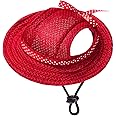 MaruPet Round Brim Princess Hat Visor Hat Pet Dog Mesh Porous Sun Hat with Ear Holes for Small, Extra Small Dog Teddy, Pug, Chihuahua, Shih Tzu, Yorkshire Terriers, Papillon Red M