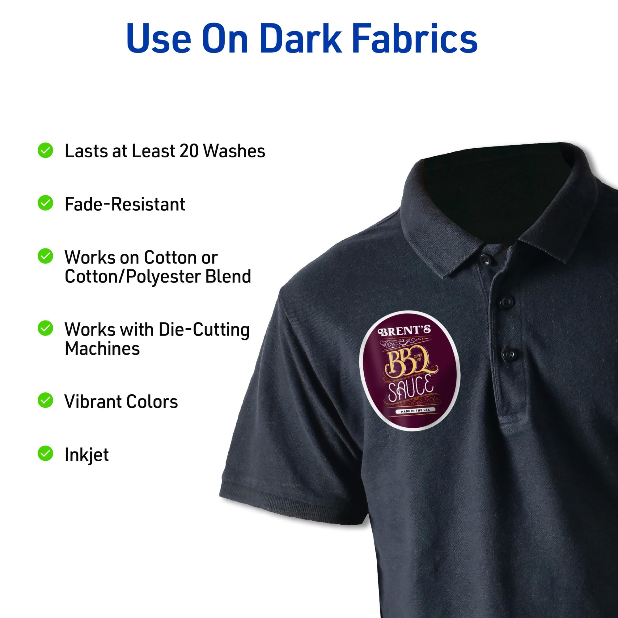 Avery Printable Heat Transfer Paper for Dark Fabrics, 8.5