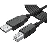 6Ft Long Cable USB 2.0 Type-A to Type-B High Speed Cord for Audio Interface, Midi Keyboard, USB Microphone, Mixer, Speaker, Monitor, Instrument, Strobe Light System Laptop Mac PC