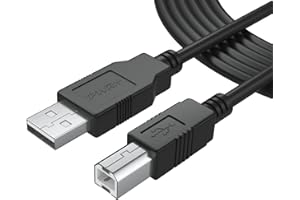 PWR+ 6Ft Long Cable USB 2.0 Type-A to Type-B High Speed Cord for Audio Interface, Midi Keyboard, USB Microphone, Mixer, Speaker, Monitor, Instrument, Strobe Light System Laptop Mac PC