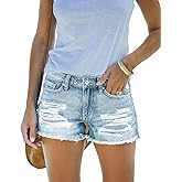 DGRPI Women's Ripped Denim Shorts Mid Rise Summer Hot Raw Hem Casual Jean Shorts