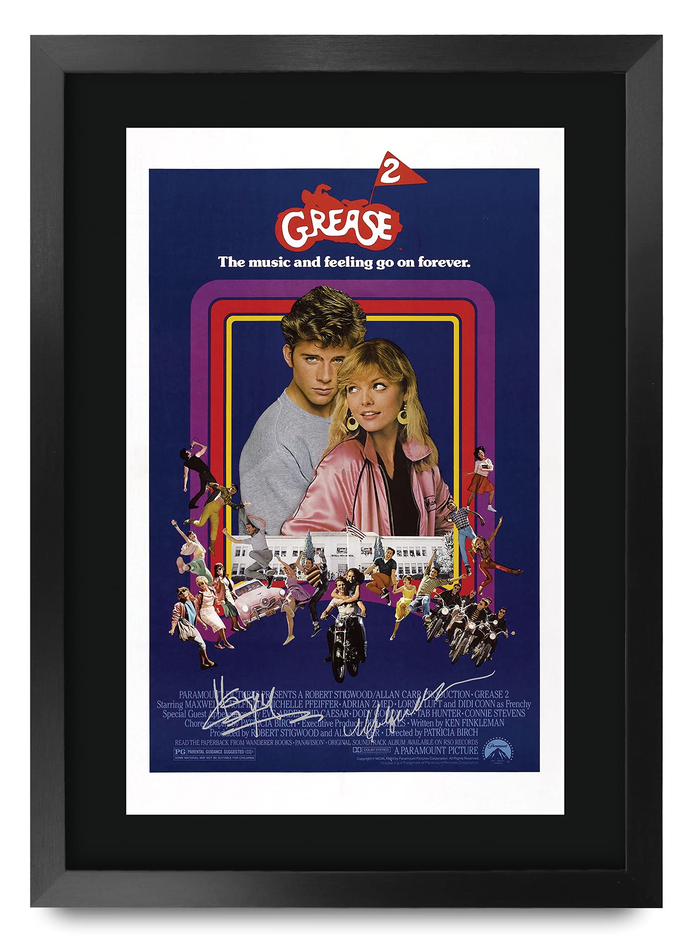 HWC Trading FR A3 Grease 2 Movie Poster Michelle Pfeiffer Gifts Printed Poster Signed Autograph Picture for Movie Memorabilia Fans - A3 Framed