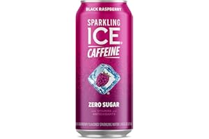 Sparkling Ice Caffeine, Black Raspberry Sparkling Water with Caffeine, Zero Sugar, with Antioxidants and Vitamins,16 fl oz Can