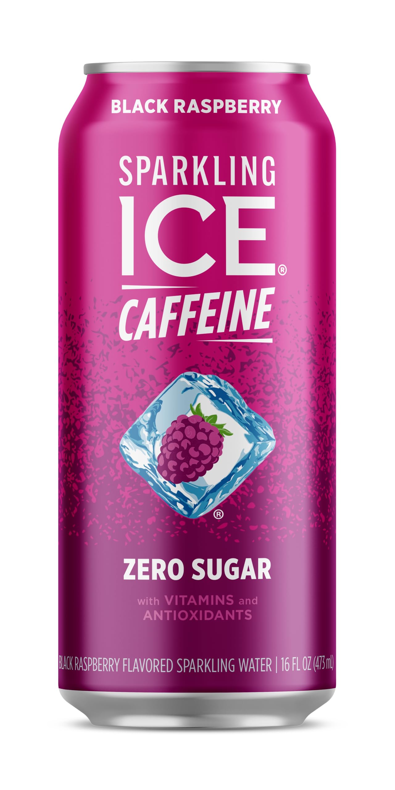 Photo 1 of Sparkling Ice Caffeine, Black Raspberry Sparkling Water with Caffeine, Zero Sugar, with Antioxidants and Vitamins,16 fl oz Can 10 pack