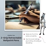 Zebra Pen Z Grip Black Ballpoint Retractable 1.0mm 5 Count Pack view 5