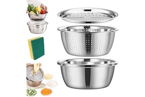 Germany Multifunctional Stainless Steel Basin, 2026 New Stainless Steel Shredding & Drainage Chopping Basin, Strainer and Dra