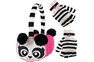 PEAK 2 PEAK Boys and Girls Animal Winter Earmuff and Cut Finger Gloves with Cover Set, Age 4-7