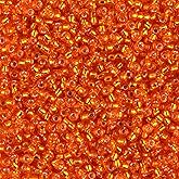 Orange Silver Lined Miyuki 11/0 rocailles Glass Seed Beads 24 Grams