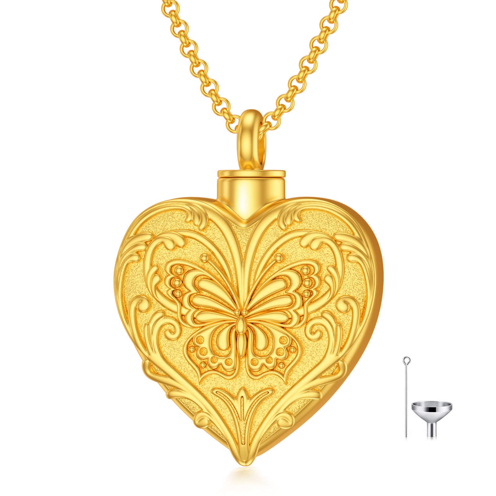 SOULMEET Gold Plated Dream Butterfly Cremation Jewelry for Ashes, Heart Butterfly Urn Necklace that Holds Human Dog Cat Ashes, Carry Memorial Jewelry to Keep Someone Always with You — image 1