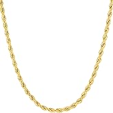 LIFETIME JEWELRY Gold Rope Chain for Men & Women - 24k Gold Necklace - Lifetime Replacement - Diamond Cut Real Gold Plated Chain - Heavy Duty Clasp - 3mm