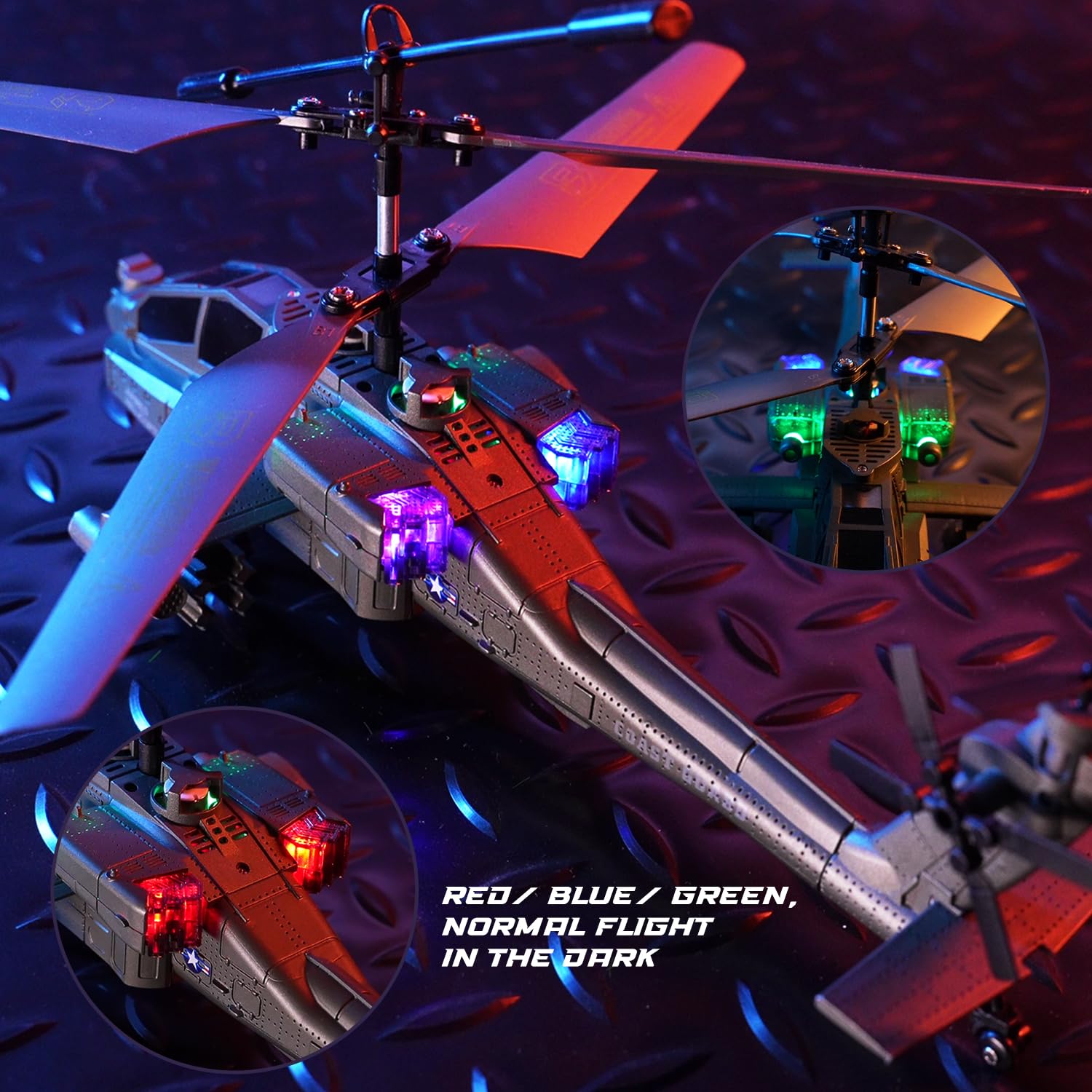 VATOS Ferngesteuerte Helikopter für Kinder, 2.4GHz Hubschrauber Ferngesteuert mit 2 Akkus & EIN-Knopf-Start, Military RC Helikopter Spielzeug Geschenke für Jungs oder Anfänger ab 8 Jahre 4