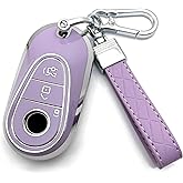 HAOYOUMEI Advanced soft TPU Key Cover is compatible with Mercedes Benz 2024-2025 E 2023-2025 SL CLE GLC 2022-2025 EQE EQS S C Series key (Purple Set)