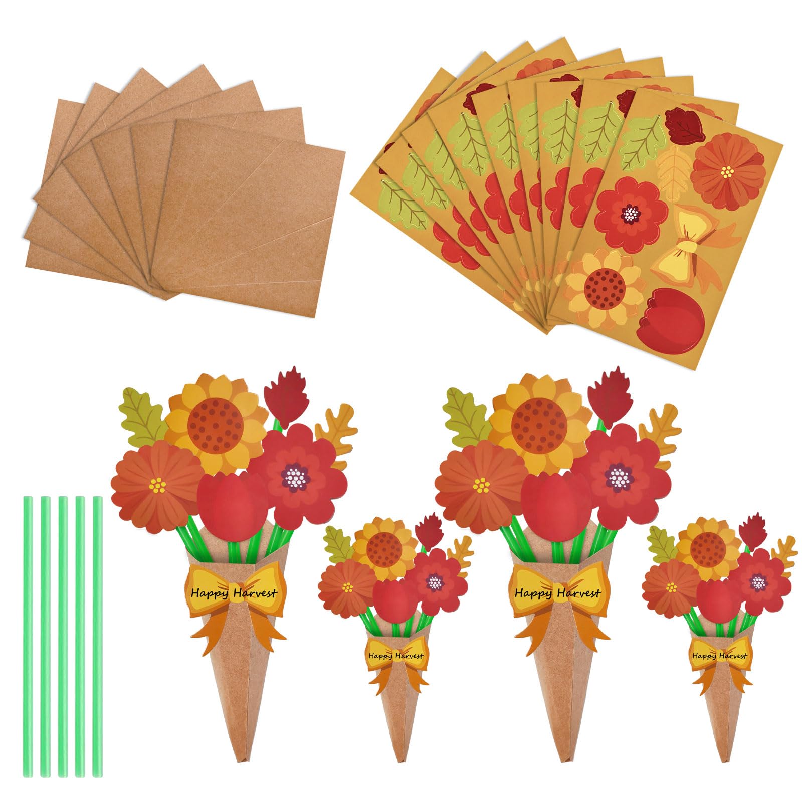 Photo 1 of ****2 PACK***JOINCCI 24PCS Fall Flower Bouquet Craft Kit - Make Your Own Thankful Autumn Florals, Thanksgiving DIY Gift, School Classroom Home Fun Activities
