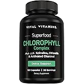Vital Vitamins Chlorophyll Pills - Body Deodorizing Supplement - Made with Spirulina, Chlorella, Organic Parsley, Mint, & Activated Charcoal - Defeat Odor Naturally - for Women & Men - 60 Capsules