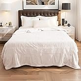 LaffyLo Electric Heated Blanket King Size - 90"x100", Soft Flannel Heating Blanket, 10 Heating Levels, 1-12 H Auto Shut Off, Breathable Warm and Washable for Bed, White