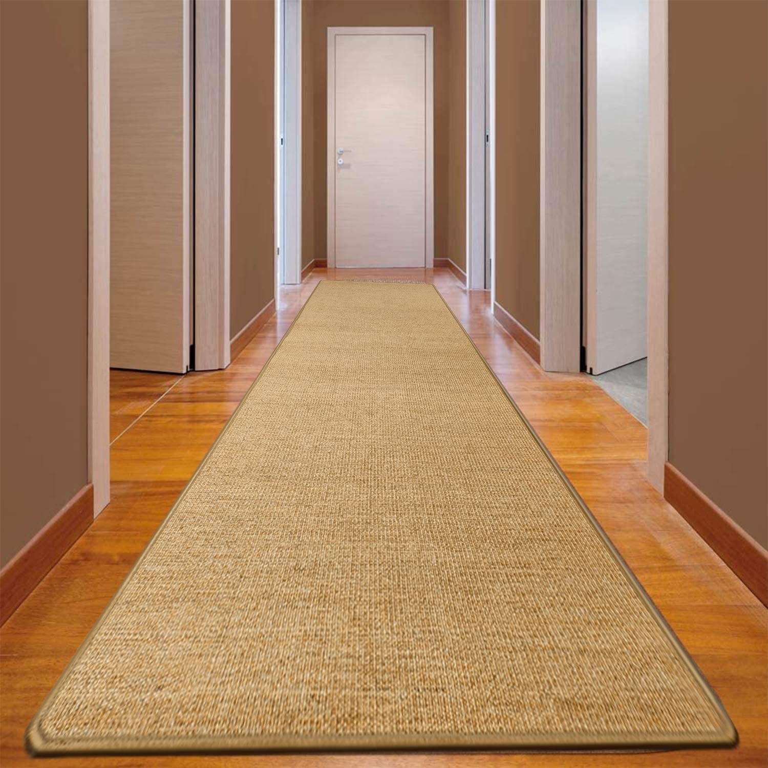 ybaymy Extra Long Runner Rugs for Hallway, 80 X 300cm Jute Runner Rugs, Hallway Carpet Runner with Cotton Border, Non-slip Sisal Runner Rug for Living Room, Entrance Patio, Laundry Room and Corridor