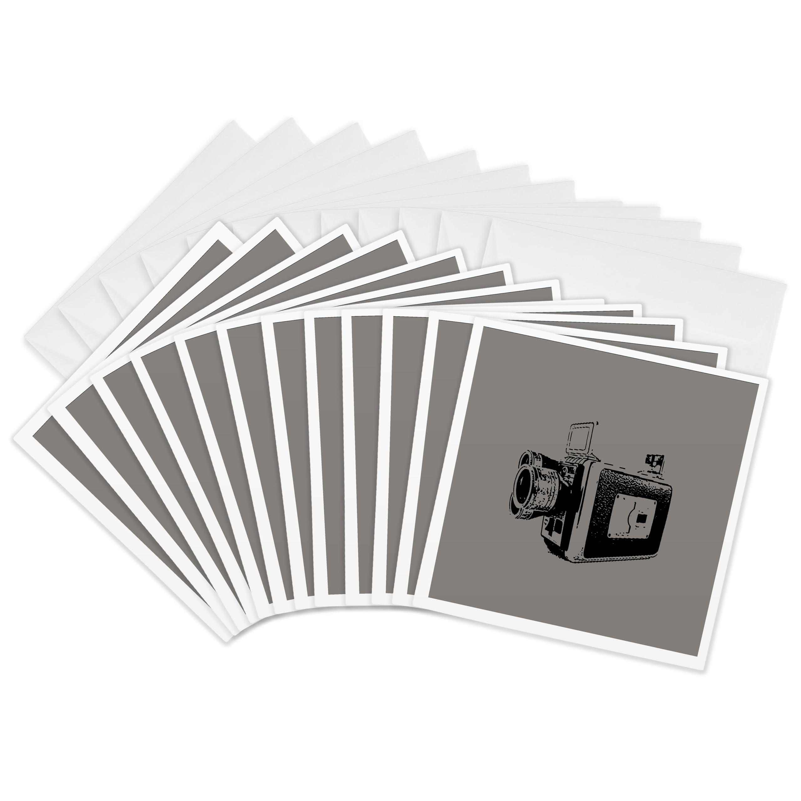 3Drose Picture of a Vintage Super 8 Video Camera on Grey Background - Greeting Cards, 6 by 6-inches, Set of 12 (gc_20762_2)