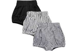 MYGBCPJS Baby Girls Boys 3 Pack Cotton Linen Blend Cute Bloomer Shorts Loose Harem Shorts